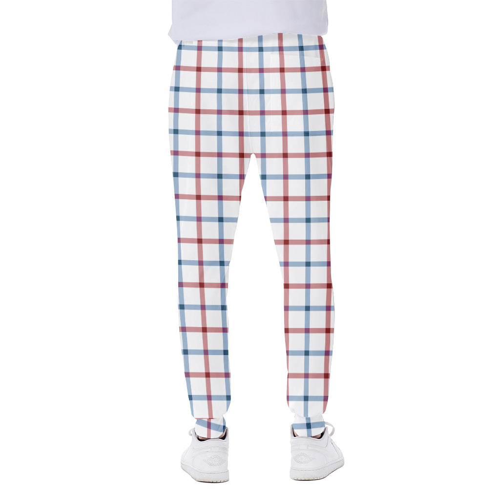Red And Blue Tattersall Pattern Print Scuba Joggers