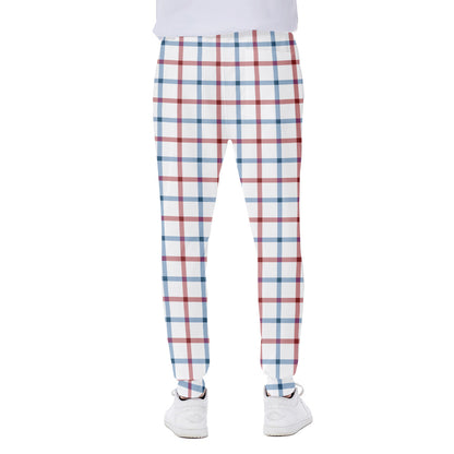 Red And Blue Tattersall Pattern Print Scuba Joggers