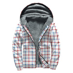 Red And Blue Tattersall Pattern Print Sherpa Lined Zip Up Hoodie