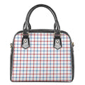 Red And Blue Tattersall Pattern Print Shoulder Handbag