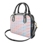 Red And Blue Tattersall Pattern Print Shoulder Handbag