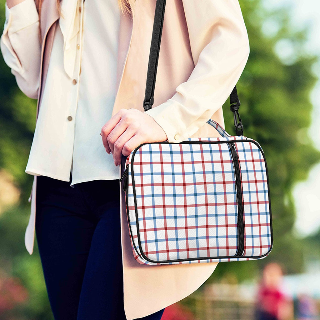 Red And Blue Tattersall Pattern Print Shoulder Strap Bible Bag