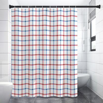 Red And Blue Tattersall Pattern Print Shower Curtain