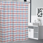 Red And Blue Tattersall Pattern Print Shower Curtain