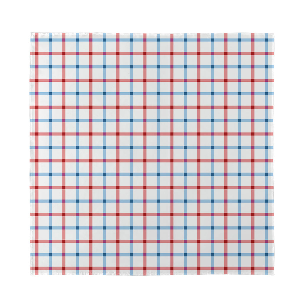 Red And Blue Tattersall Pattern Print Silk Bandana