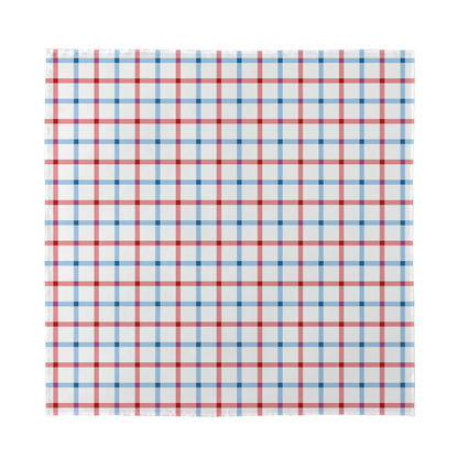 Red And Blue Tattersall Pattern Print Silk Bandana