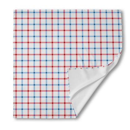Red And Blue Tattersall Pattern Print Silk Bandana