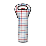Red And Blue Tattersall Pattern Print Single Neoprene Wine Tote