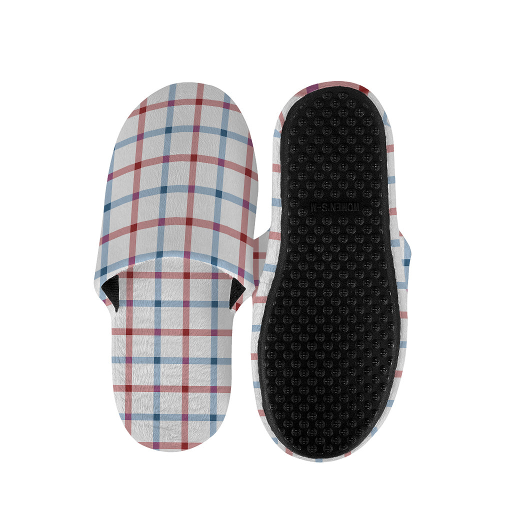Red And Blue Tattersall Pattern Print Slippers