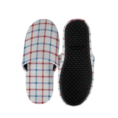 Red And Blue Tattersall Pattern Print Slippers