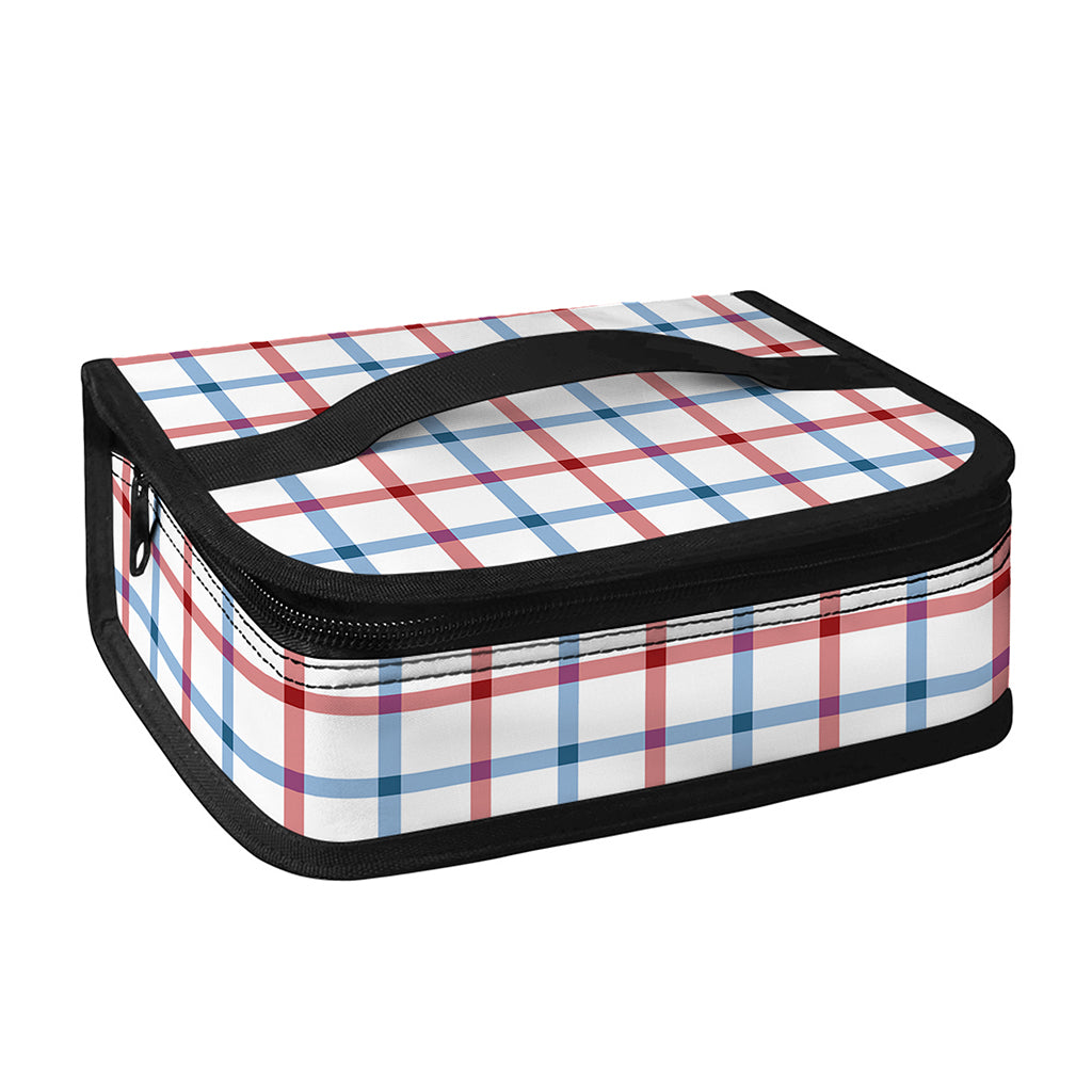 Red And Blue Tattersall Pattern Print Small Lunch Bag