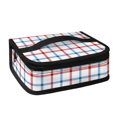 Red And Blue Tattersall Pattern Print Small Lunch Bag