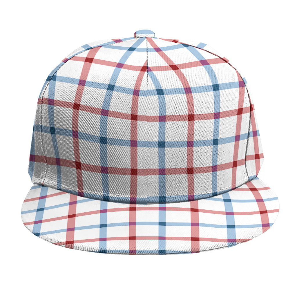 Red And Blue Tattersall Pattern Print Snapback Cap
