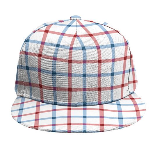 Red And Blue Tattersall Pattern Print Snapback Cap
