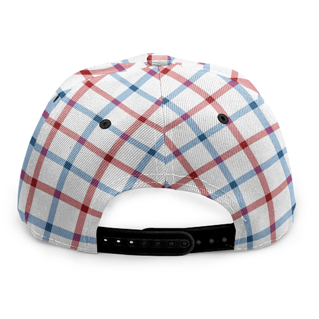 Red And Blue Tattersall Pattern Print Snapback Cap