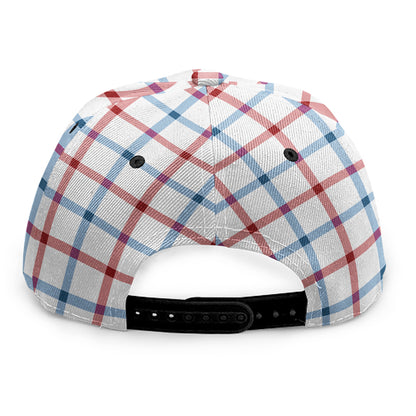 Red And Blue Tattersall Pattern Print Snapback Cap