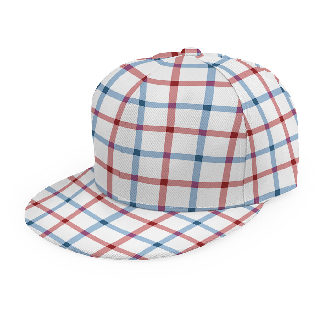 Red And Blue Tattersall Pattern Print Snapback Cap