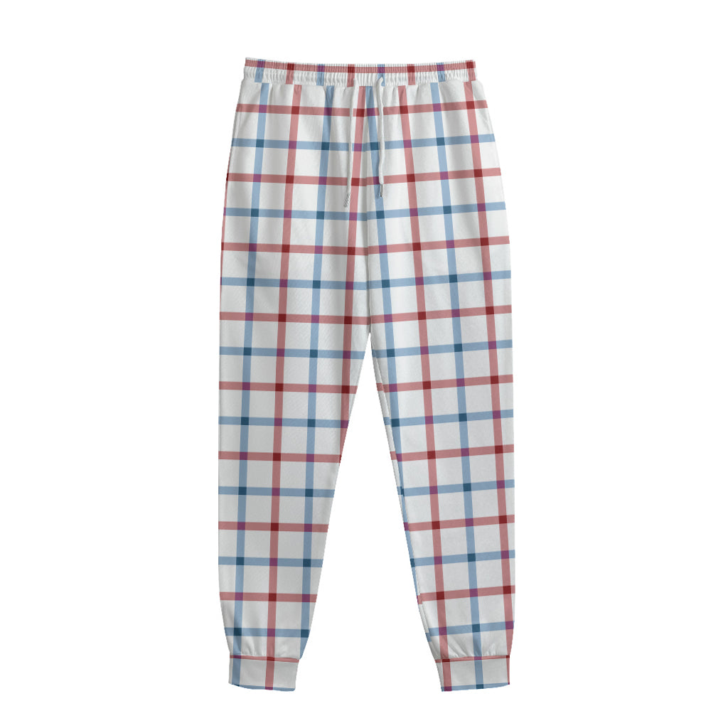 Red And Blue Tattersall Pattern Print Sweatpants