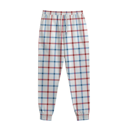 Red And Blue Tattersall Pattern Print Sweatpants