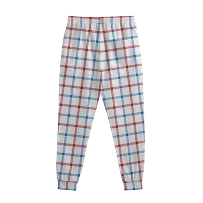 Red And Blue Tattersall Pattern Print Sweatpants