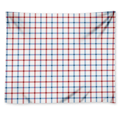 Red And Blue Tattersall Pattern Print Tapestry