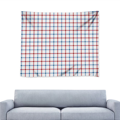 Red And Blue Tattersall Pattern Print Tapestry