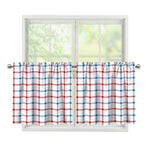 Red And Blue Tattersall Pattern Print Tier Curtains