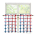 Red And Blue Tattersall Pattern Print Tier Curtains