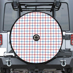 Red And Blue Tattersall Pattern Print Tire Cover With Camera Hole