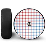 Red And Blue Tattersall Pattern Print Tire Cover With Camera Hole