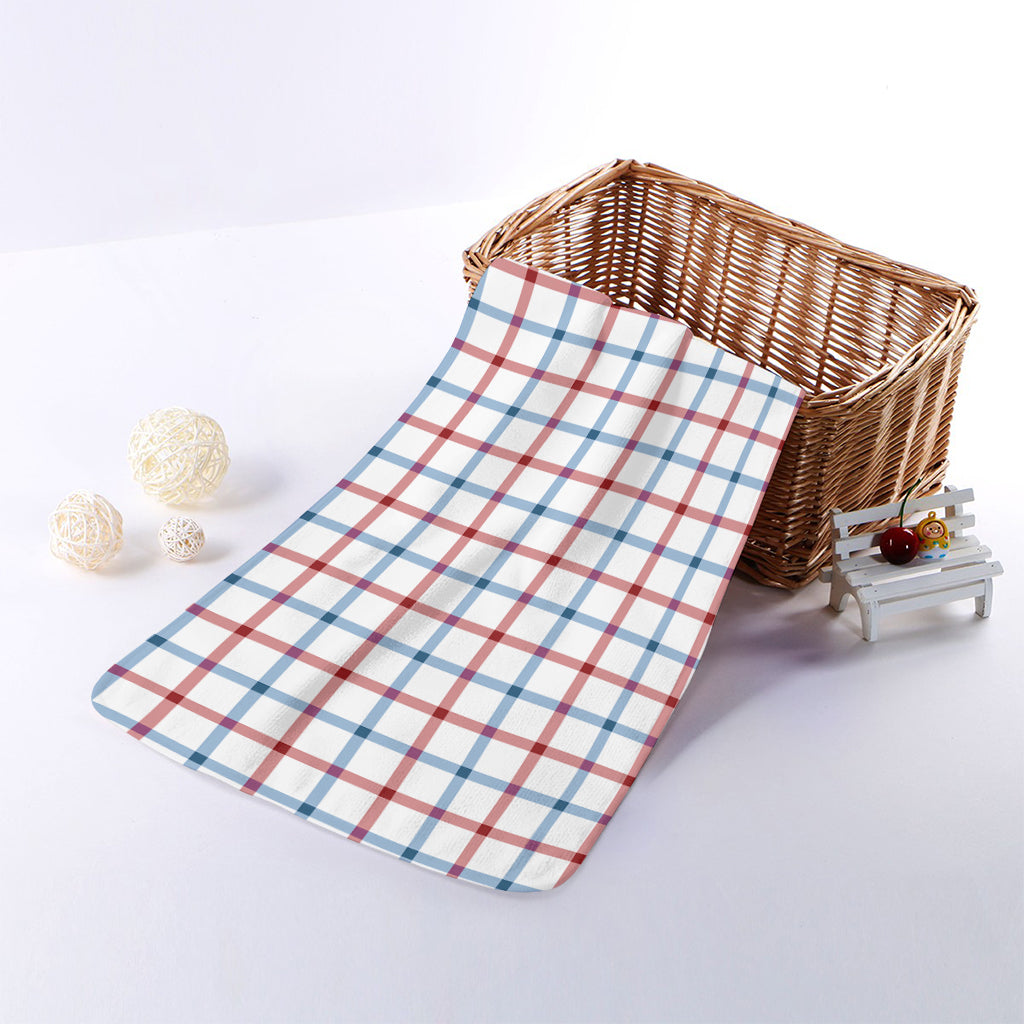 Red And Blue Tattersall Pattern Print Towel