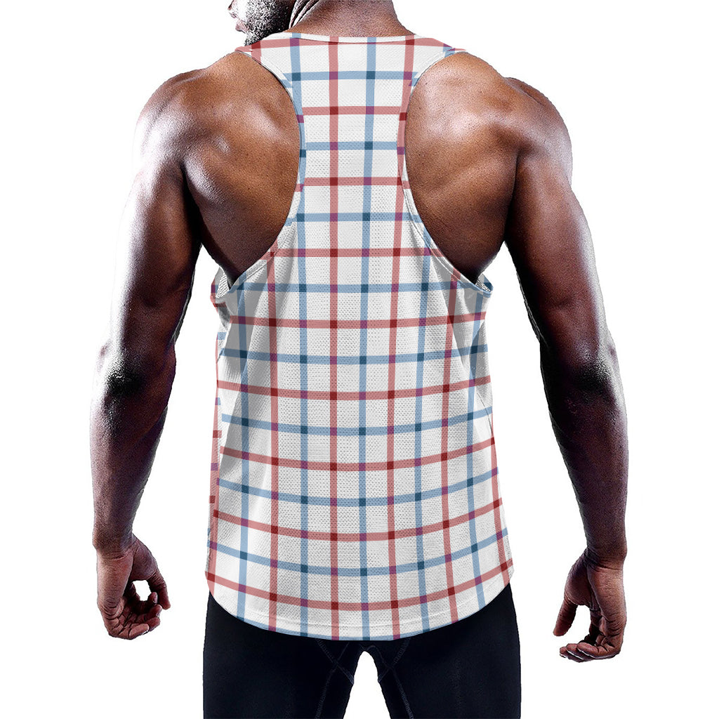 Red And Blue Tattersall Pattern Print Training Tank Top