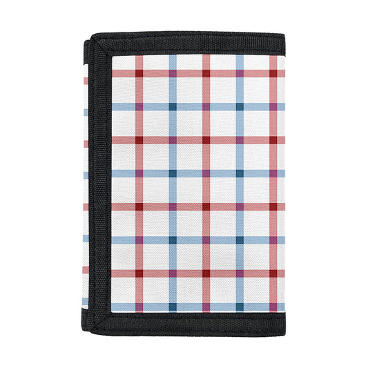 Red And Blue Tattersall Pattern Print Trifold Wallet