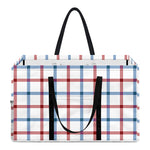 Red And Blue Tattersall Pattern Print Utility Tote Bag