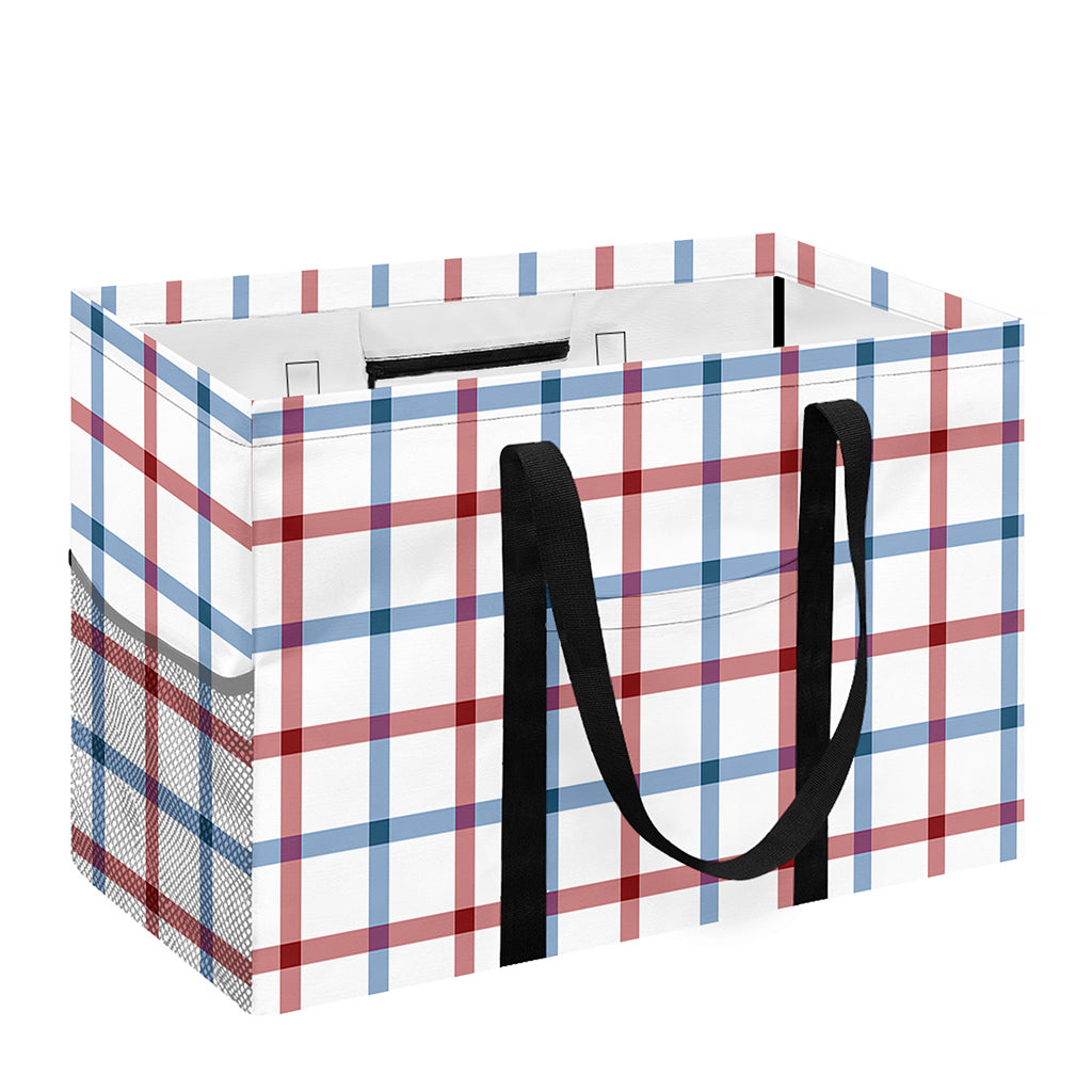 Red And Blue Tattersall Pattern Print Utility Tote Bag