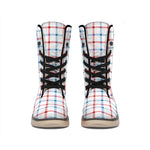 Red And Blue Tattersall Pattern Print Winter Boots
