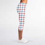 Red And Blue Tattersall Pattern Print Women's Capri Leggings