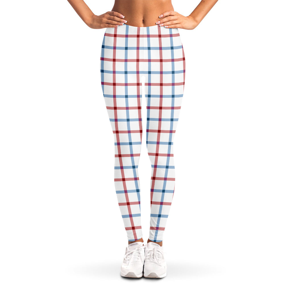 Red And Blue Tattersall Pattern Print Women's Leggings