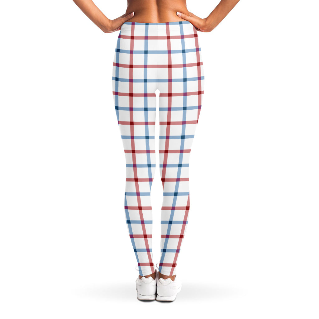 Red And Blue Tattersall Pattern Print Women's Leggings