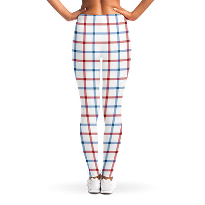 Red And Blue Tattersall Pattern Print Women's Leggings