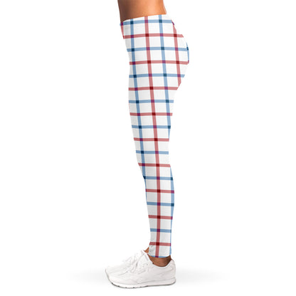 Red And Blue Tattersall Pattern Print Women's Leggings