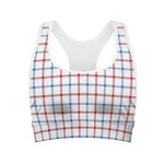 Red And Blue Tattersall Pattern Print Women's Sports Bra