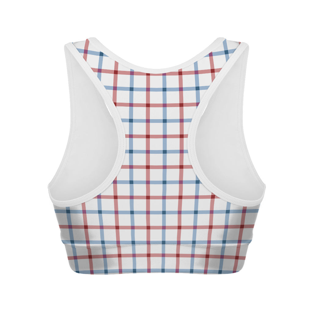 Red And Blue Tattersall Pattern Print Women's Sports Bra