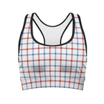 Red And Blue Tattersall Pattern Print Women's Sports Bra