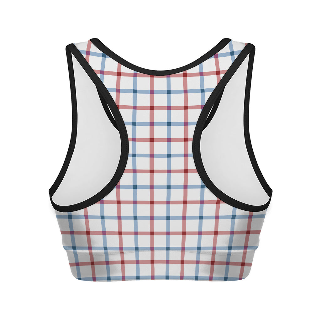 Red And Blue Tattersall Pattern Print Women's Sports Bra