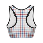 Red And Blue Tattersall Pattern Print Women's Sports Bra