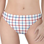 Red And Blue Tattersall Pattern Print Women's Thong