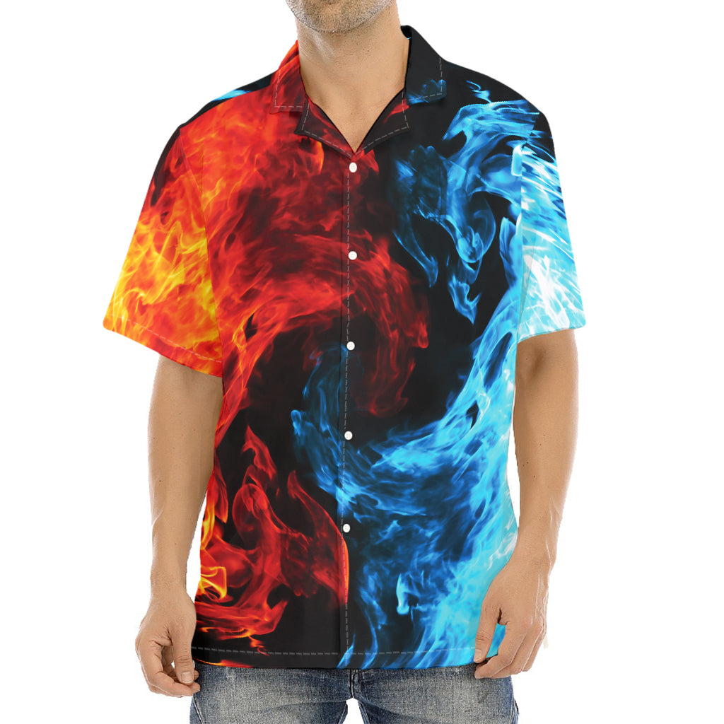 Red And Blue Twin Flame Print Aloha Shirt
