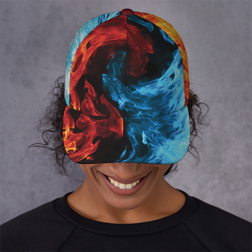 Red And Blue Twin Flame Print Baseball Cap