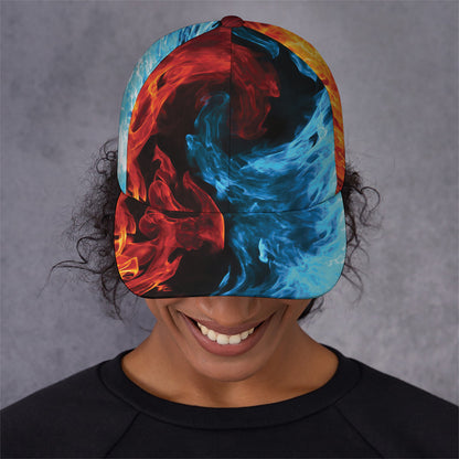 Red And Blue Twin Flame Print Baseball Cap